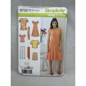 Simplicity 3759 Sewing Pattern Size 4 6 8 10 12 Dress Cropped Pants City Shorts